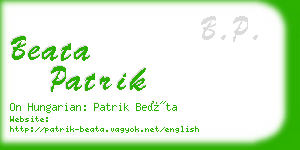 beata patrik business card